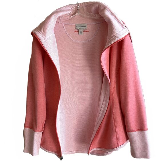 TOMMY BAHAMA Sport Sun Fade Coral Pink Full-Zip Sweatshirt Women’s Large - Picture 3 of 11